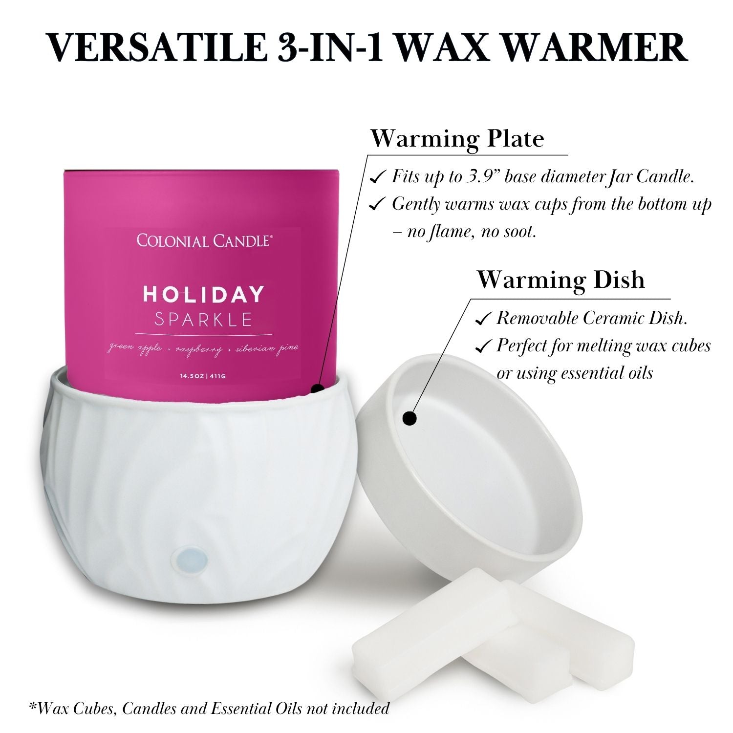 Colonial Candle Multifunctional White Warmer with Timer