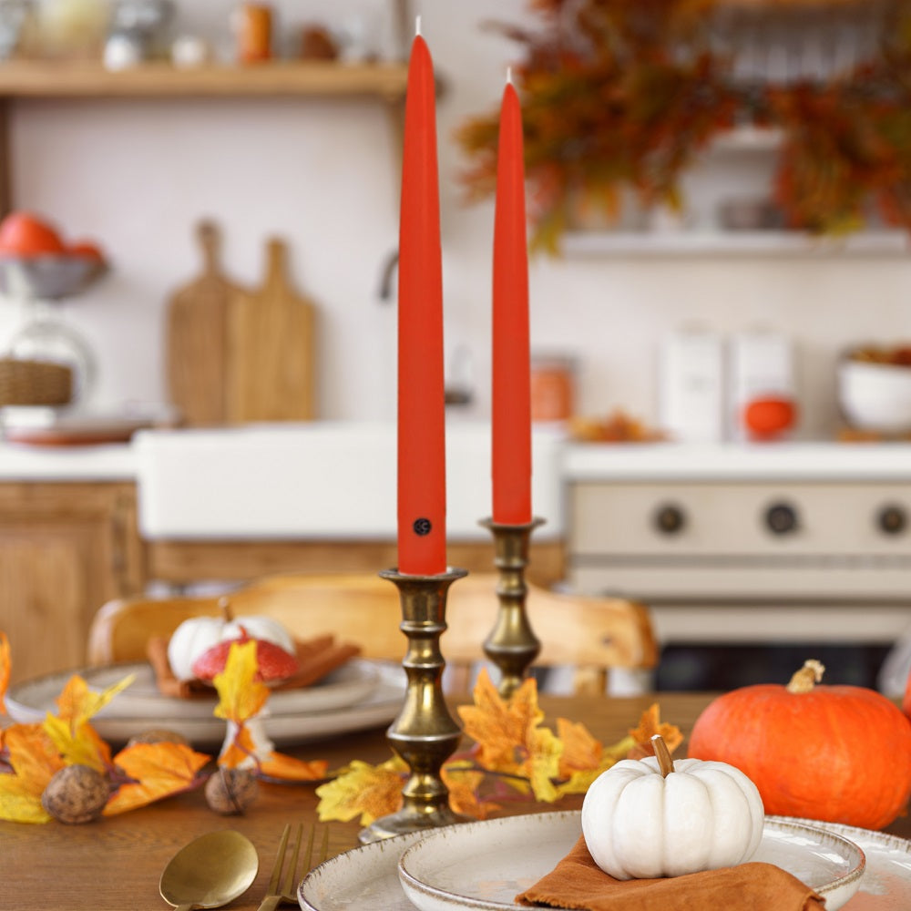 10" Pumpkin Handipt Taper, 2 Pack