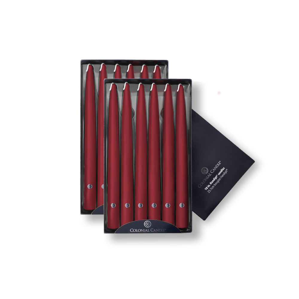 Traditional Cranberry 10" Handipt Taper